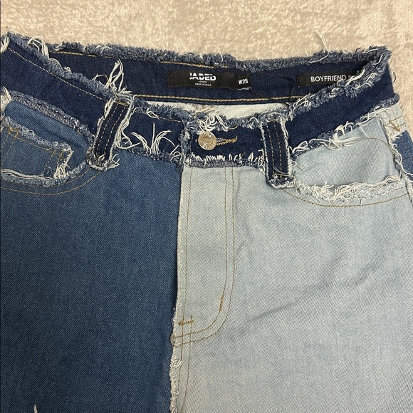 Jade Women's Patchwork Ankle Jeans - Dark and Light Blue - Picture 2 of 7